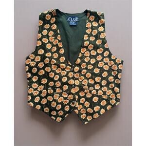 1990s Sunflower Vest Grunge Floral Size Large Vintage Blossom Cottagecore